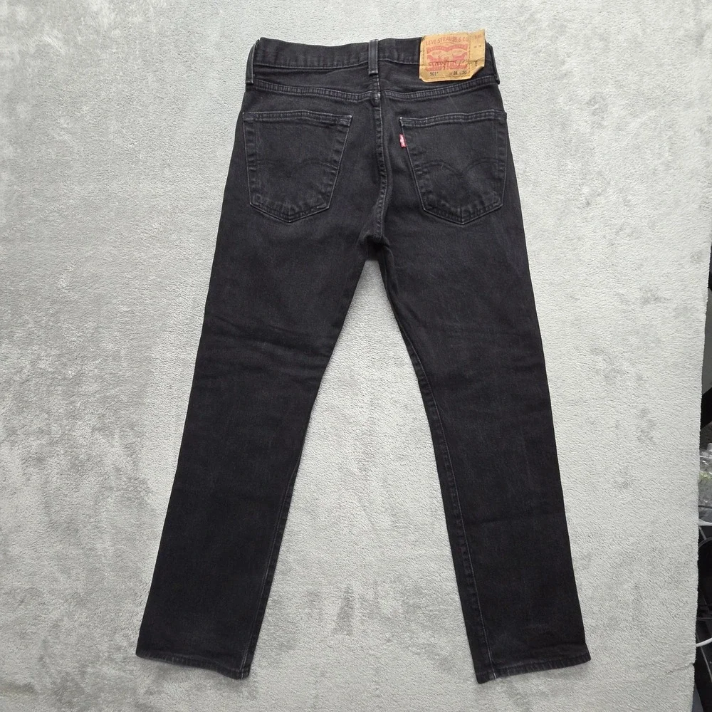 Levis 501 Jeans Mens Measured 30x29 Black Straight Stretch Classic Fit